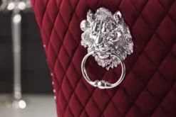 Barock Stuhl CASTLE DELUXE rot Samt Löwenkopf Chesterfield Design Esszimmerstuhl Nieten