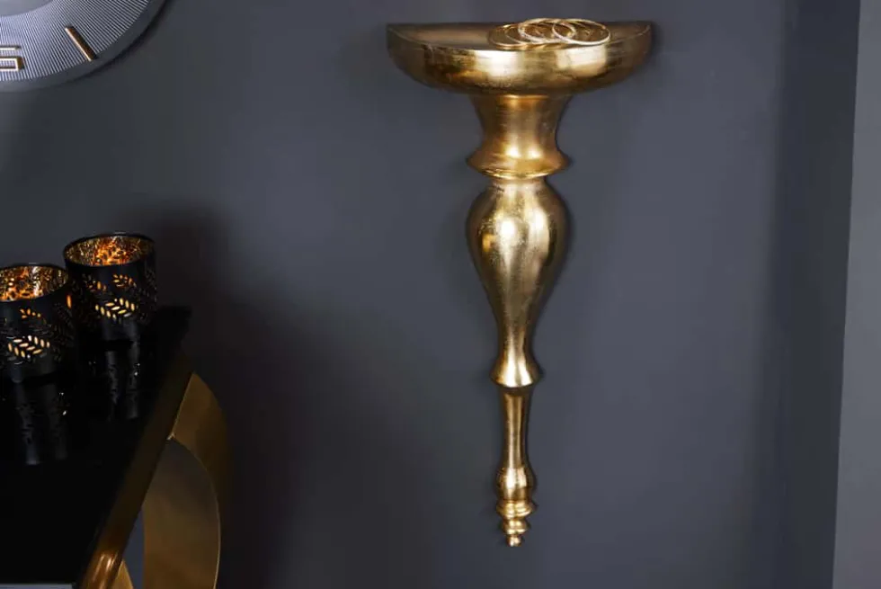 Barock Wandkonsole SCALA 60cm gold Metall Wandregal handmade Wanddekoration