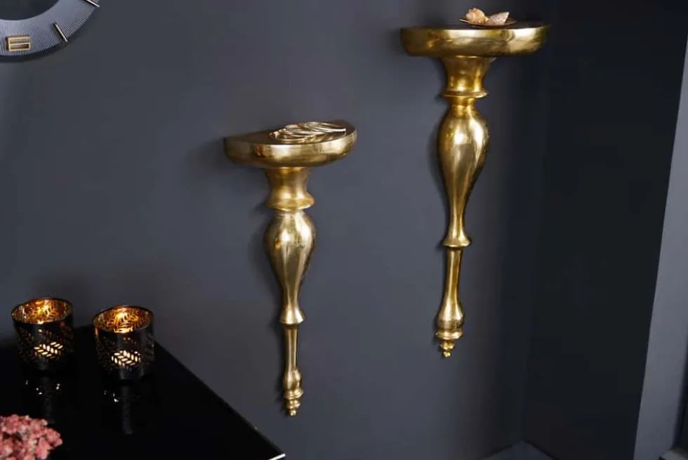 Barock Wandkonsole SCALA 60cm gold Metall Wandregal handmade Wanddekoration