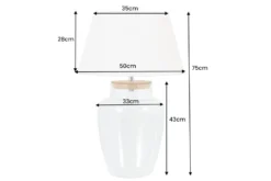 Befüllbare Tischlampe CLASSICO 75cm weiß transparent Glas mit Leinenschirm