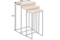 Beistelltisch 3er Set INDUSTRIAL 65cm Mangoholz handmade Mosaik schwarzes Metallgestell massiv