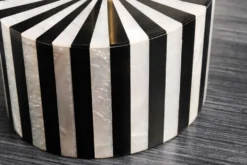 Beistelltisch HARMONY NATURE 55cm schwarz weiß Mosaik rund Kunsthandwerk