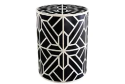 Beistelltisch HARMONY NATURE 45cm rund schwarz weiß Mosaik Kunsthandwerk