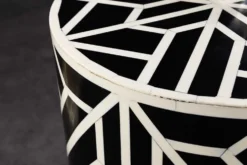 Beistelltisch HARMONY NATURE 45cm rund schwarz weiß Mosaik Kunsthandwerk