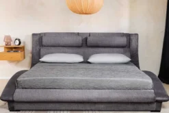 Bett SWING 180x200cm grau Vogue Seiden Samtstoff