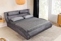 Bett SWING 160x200cm grau Vogue Seiden Samtstoff