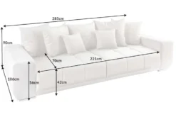Big Sofa ELEGANCIA 285cm champagner beige Vogue Velours Samt inkl. Kissen Federkern