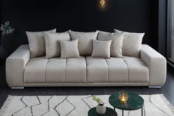 Big Sofa ELEGANCIA 285cm champagner beige Vogue Velours Samt inkl. Kissen Federkern
