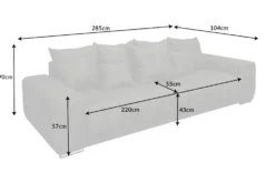 Big Sofa ELEGANCIA 285cm grau Microfaser XXL Couch inkl. Kissen Federkern