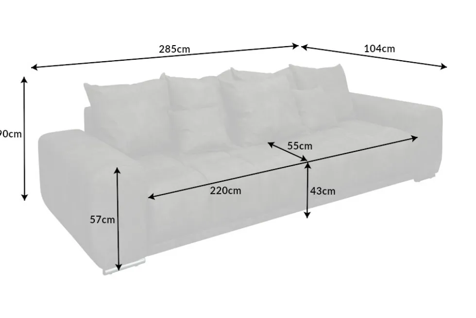 Big Sofa ELEGANCIA 285cm grau Microfaser XXL Couch inkl. Kissen Federkern