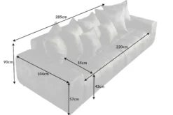 Big Sofa ELEGANCIA 285cm moosgrün Microfaser XXL Couch inkl. Kissen Federkern
