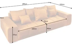 Big Sofa ELEGANCIA 285cm senfgelb Vogue Velours Samt XXL Couch inkl. Kissen Federkern