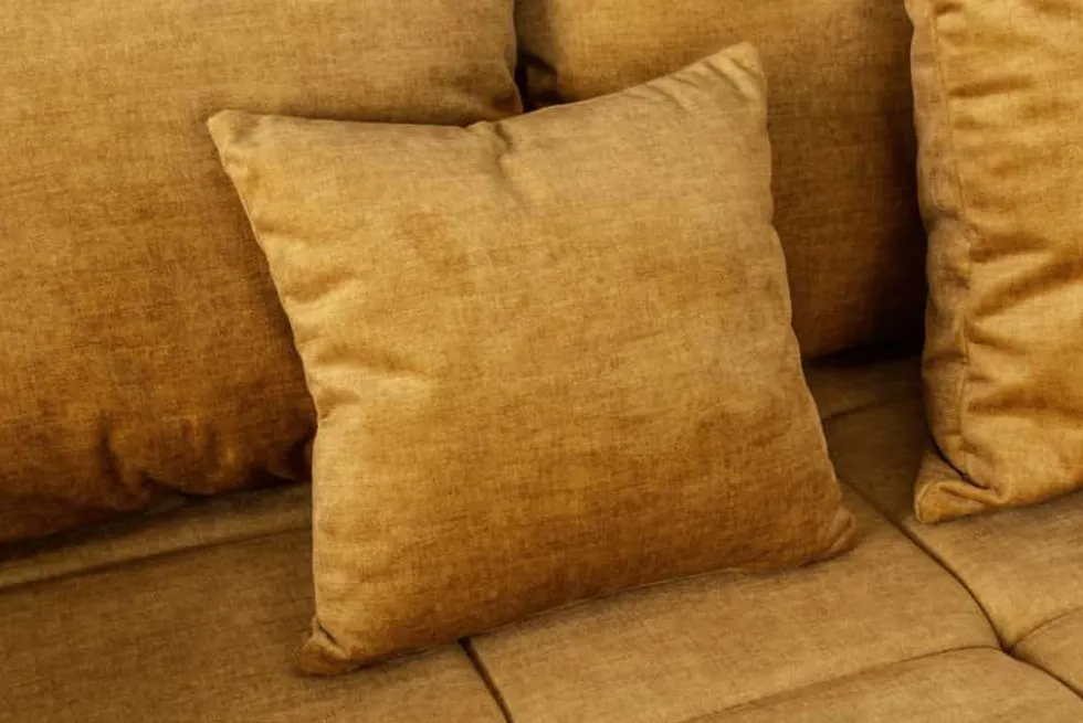 Big Sofa ELEGANCIA 285cm senfgelb Vogue Velours Samt XXL Couch inkl. Kissen Federkern
