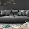 Big Sofa ELEGANCIA 285cm silbergrau Samt XXL Couch inkl. Kissen Federkern