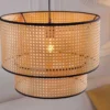Boho Hängelampe VIENNA 45cm natur schwarz Wiener Geflecht Leuchte