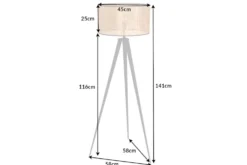 Boho Stehlampe VIENNA 142cm natur schwarz Wiener Geflecht Metall Dreifuß Stehleuchte