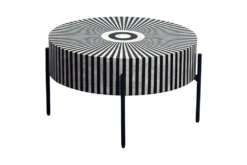 Bone Inlay Couchtisch HARMONY NATURE 65cm schwarz weiß Intarsien Kunsthandwerk