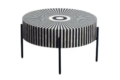 Bone Inlay Couchtisch HARMONY NATURE 65cm schwarz weiß Intarsien Kunsthandwerk