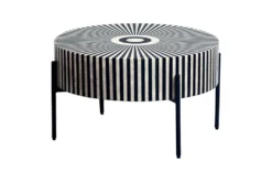 Bone Inlay Couchtisch HARMONY NATURE 65cm schwarz weiß Intarsien Kunsthandwerk