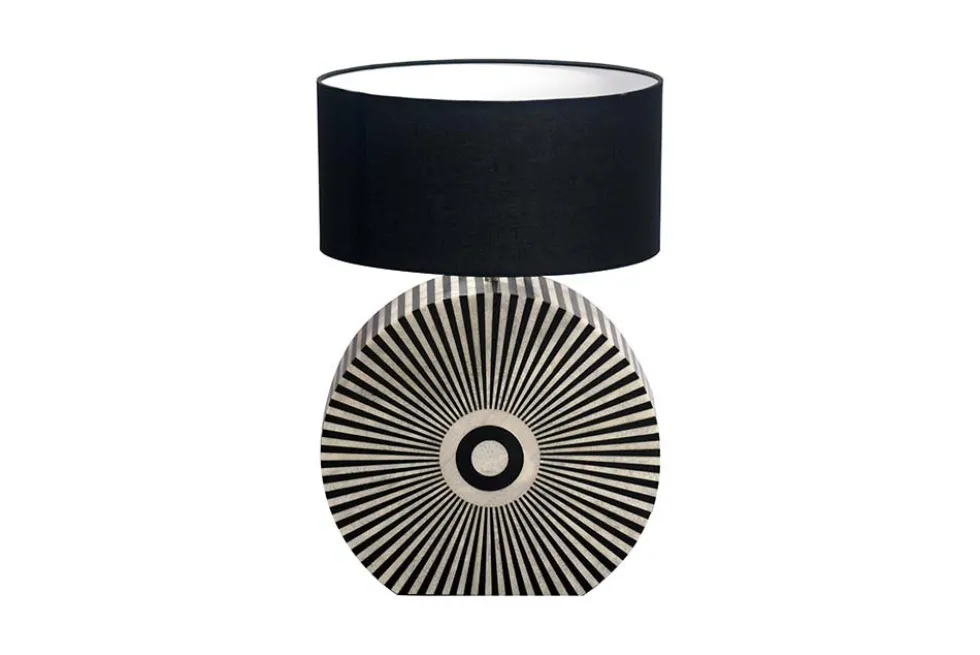 Bone Inlay Tischlampe HARMONY NATURE 65cm schwarz weiß Intarsien Kunsthandwerk