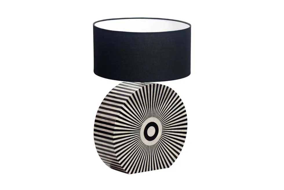 Bone Inlay Tischlampe HARMONY NATURE 65cm schwarz weiß Intarsien Kunsthandwerk