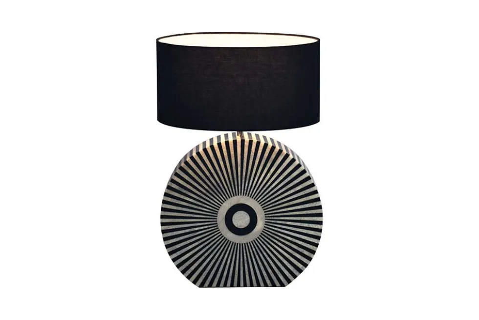 Bone Inlay Tischlampe HARMONY NATURE 65cm schwarz weiß Intarsien Kunsthandwerk