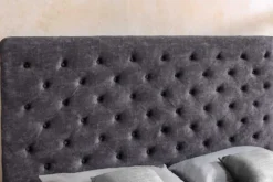 Boxbett PARIS 180x200cm grau Samt mit Stauraum und Lattenrost