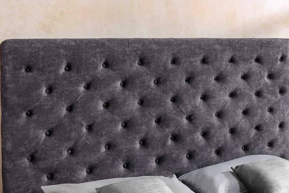 Boxbett PARIS 180x200cm grau Samt mit Stauraum und Lattenrost