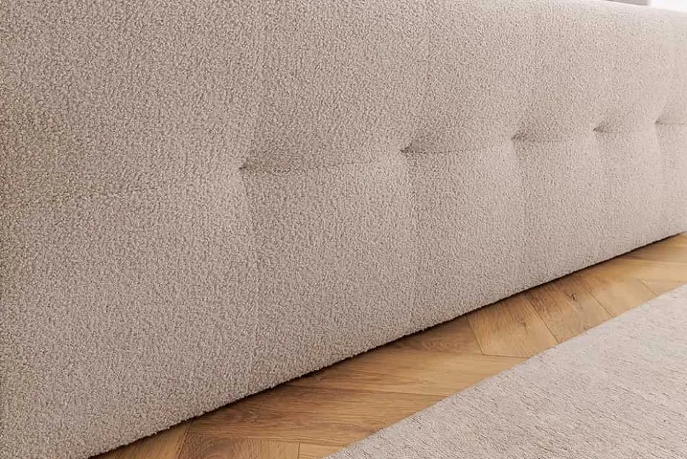 Boxspringbett SIGNUM 180x200cm beige Bouclé inkl. Stauraum Matratze Topper Matratze