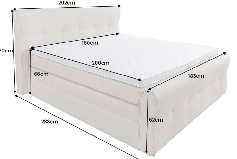Boxspringbett SIGNUM 180x200cm beige Bouclé inkl. Stauraum Matratze Topper Matratze