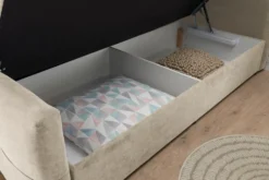 Boxspringbett TOULOUSE 160x200cm beige Microfaser inkl. Matratze Topper Stauraum