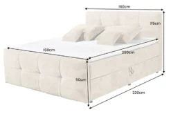 Boxspringbett TOULOUSE 160x200cm beige Microfaser inkl. Matratze Topper Stauraum