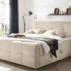 Boxspringbett TOULOUSE 180x200cm beige Microfaser inkl. Matratze Topper Stauraum