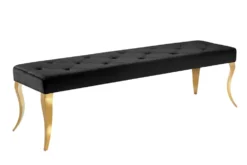 Chesterfield Bank MODERN BAROCK DELUXE 170cm schwarz Samt gold Edelstahl