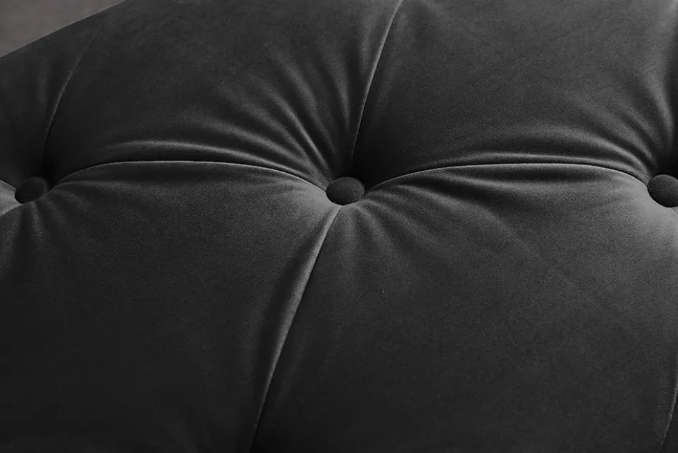 Chesterfield Bank MODERN BAROCK DELUXE 170cm schwarz Samt gold Edelstahl