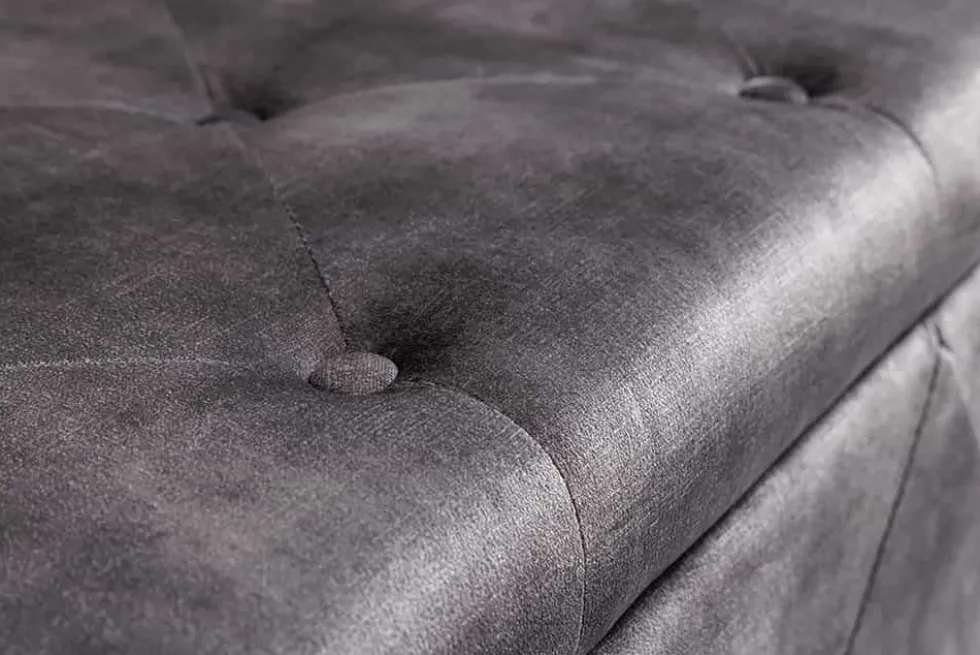 Chesterfield Bettbank EXTRAVAGANCIA 140cm grau Samt mit Stauraum