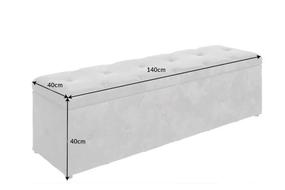 Chesterfield Bettbank EXTRAVAGANCIA 140cm grau Samt mit Stauraum