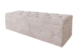 Chesterfield Bettbank EXTRAVAGANCIA 140cm champagner greige Bouclè mit Stauraum