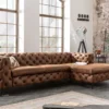 Chesterfield Ecksofa MODERN BAROCK 275cm antik braun Microfaser 3-Sitzer Federkern
