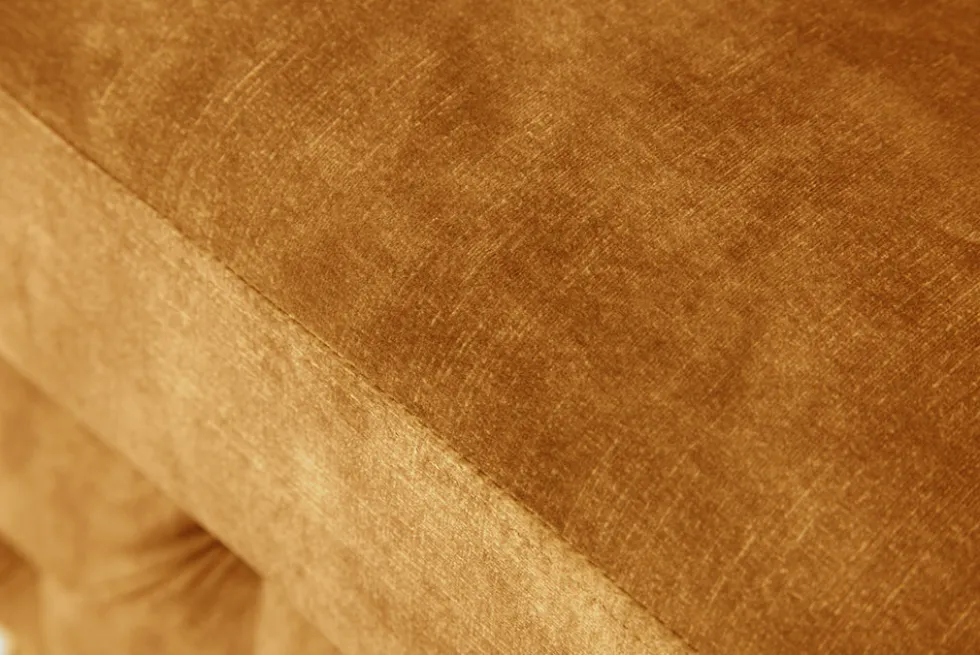 Chesterfield Hocker MODERN BAROCK 90cm senfgelb Samt Sitzhocker Fußhocker