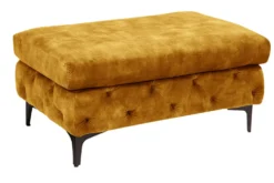 Chesterfield Hocker MODERN BAROCK 90cm senfgelb Samt Sitzhocker Fußhocker