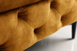 Chesterfield Hocker MODERN BAROCK 90cm senfgelb Samt Sitzhocker Fußhocker