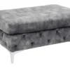 Chesterfield Hocker MODERN BAROCK 90cm dunkelgrau Samt Sitzhocker Fußhocker