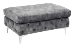Chesterfield Hocker MODERN BAROCK 90cm dunkelgrau Samt Sitzhocker Fußhocker