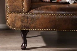 Chesterfield Récamière 170cm antik braun mit Knopfheftung und Nietenbesatz
