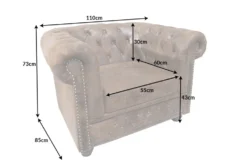 Chesterfield Sessel 110cm antik braun mit Knopfheftung und Federkern