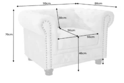 Chesterfield Sessel 110cm Samt champagner beige mit Knopfheftung und Federkern