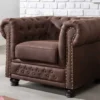 Chesterfield Sessel 110cm vintage braun mit Knopfheftung und Federkern