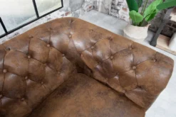 Chesterfield 3-Sitzer Sofa 205cm antik braun Microfaser Federkern Knopfheftung