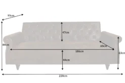 Chesterfield 3-Sitzer Sofa MAISON BELLE AFFAIRE 220cm antik braun Microfaser mit Schlaffunktion